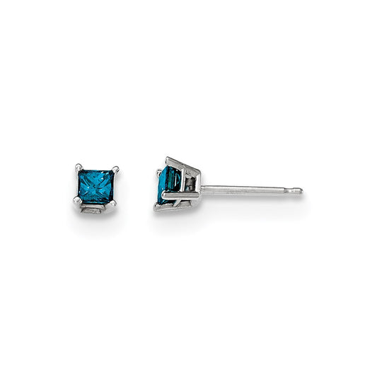 14k White Gold .40ct. Blue Diamond Stud Earrings