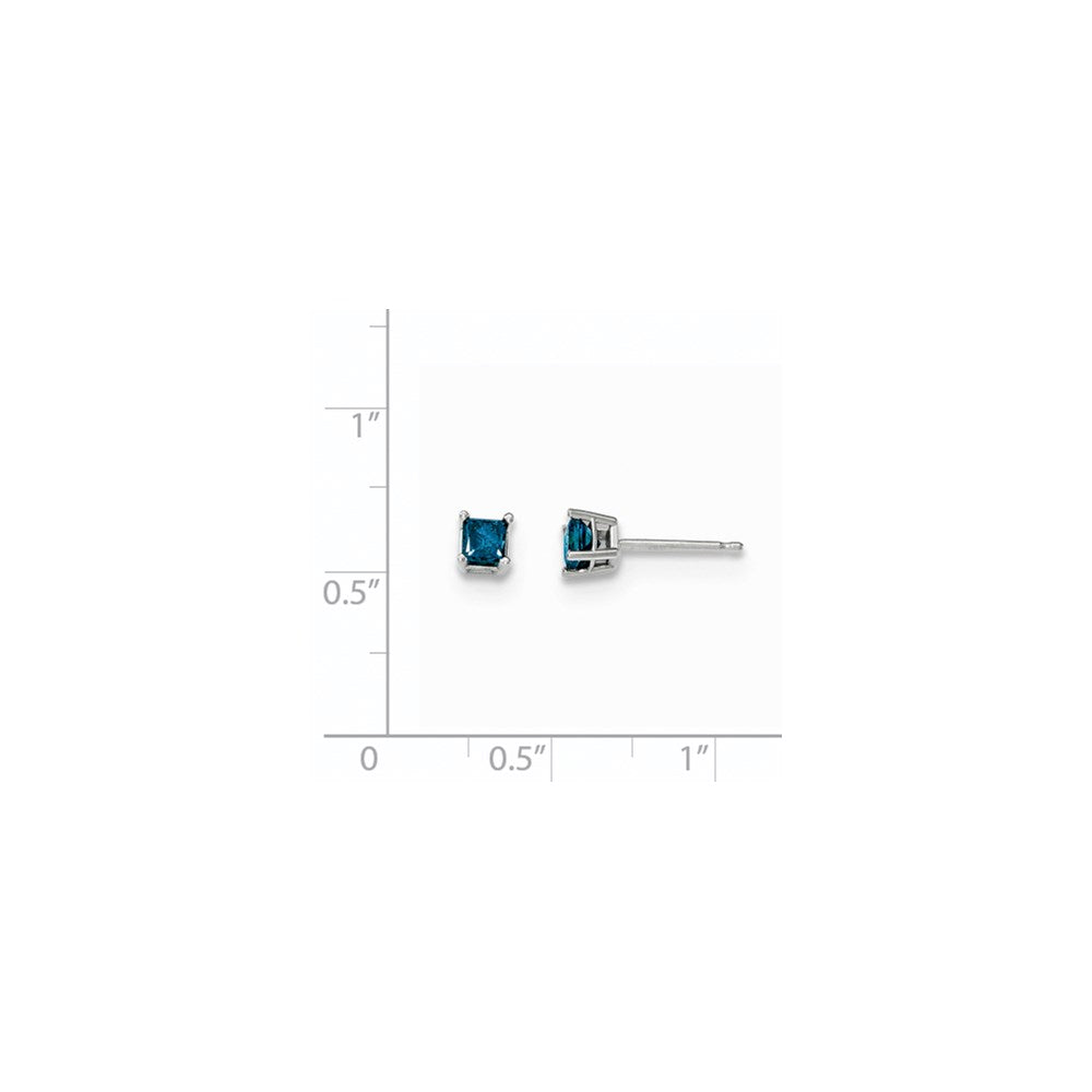 14k White Gold .50ct. Blue Diamond Stud Earrings