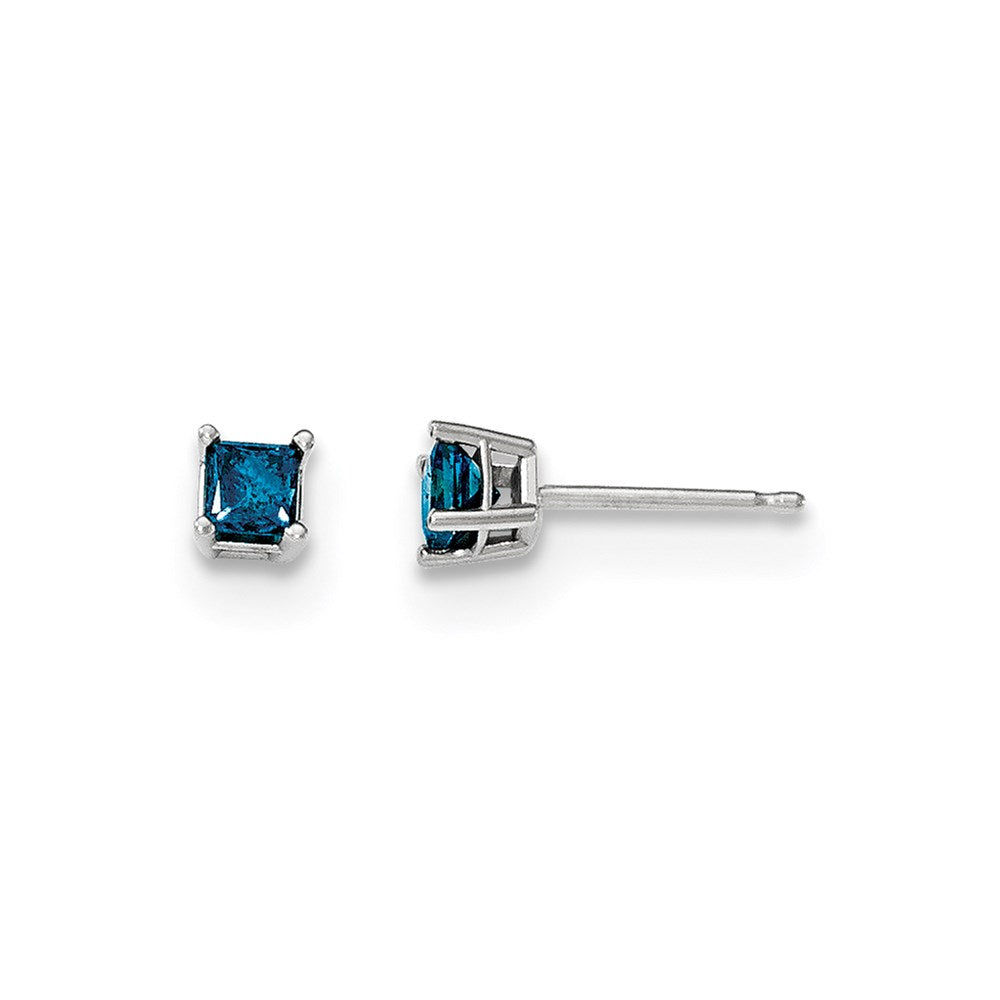 14k White Gold .50ct. Blue Diamond Stud Earrings