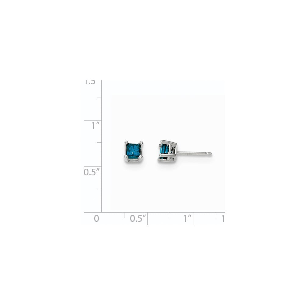 14k White Gold .75ct. Blue Diamond Stud Earrings