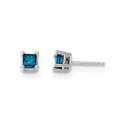 14k White Gold .75ct. Blue Diamond Stud Earrings