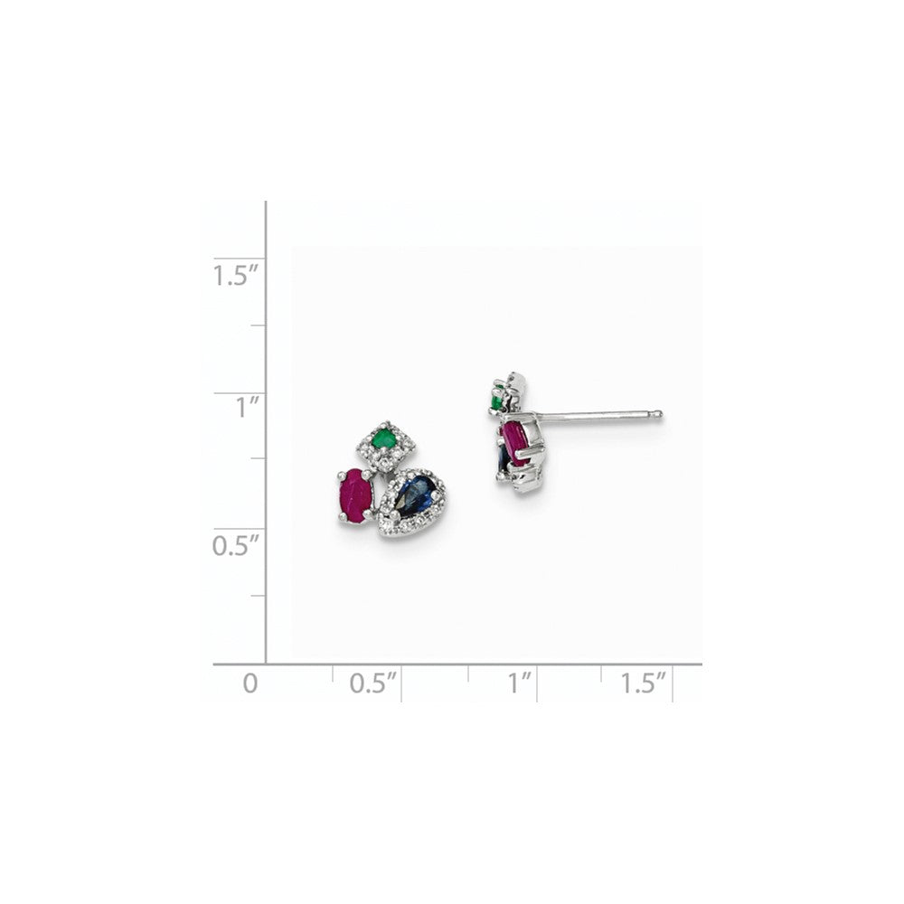 14k White Gold Diamond Sapphire Emerald u0026 Ruby Earrings