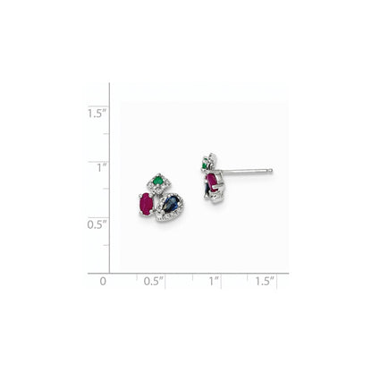 14k White Gold Diamond Sapphire Emerald u0026 Ruby Earrings