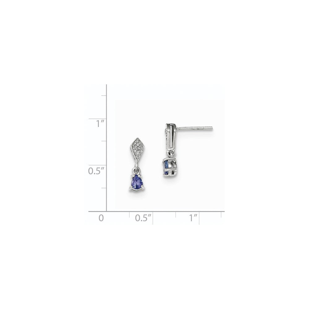 14k White Gold Tanzanite and Diamond Earrings