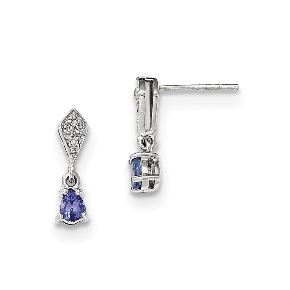 14k White Gold Tanzanite and Diamond Earrings