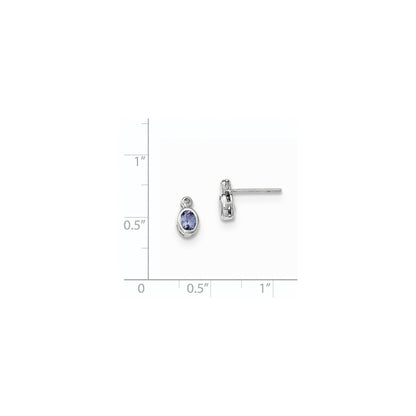 14k White Gold Tanzanite and Diamond Earrings