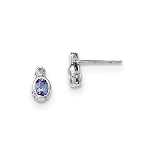 14k White Gold Tanzanite and Diamond Earrings