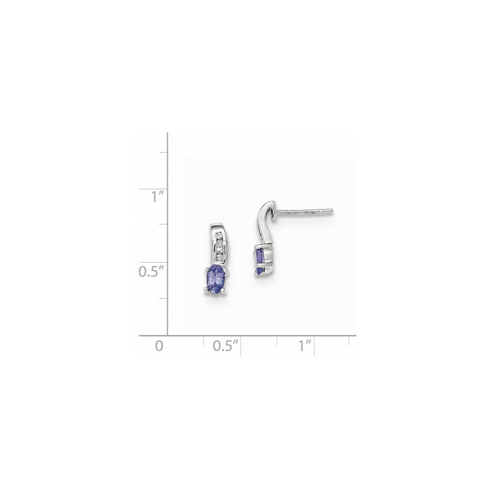 14k White Gold Tanzanite and Diamond Earrings