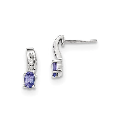 14k White Gold Tanzanite and Diamond Earrings