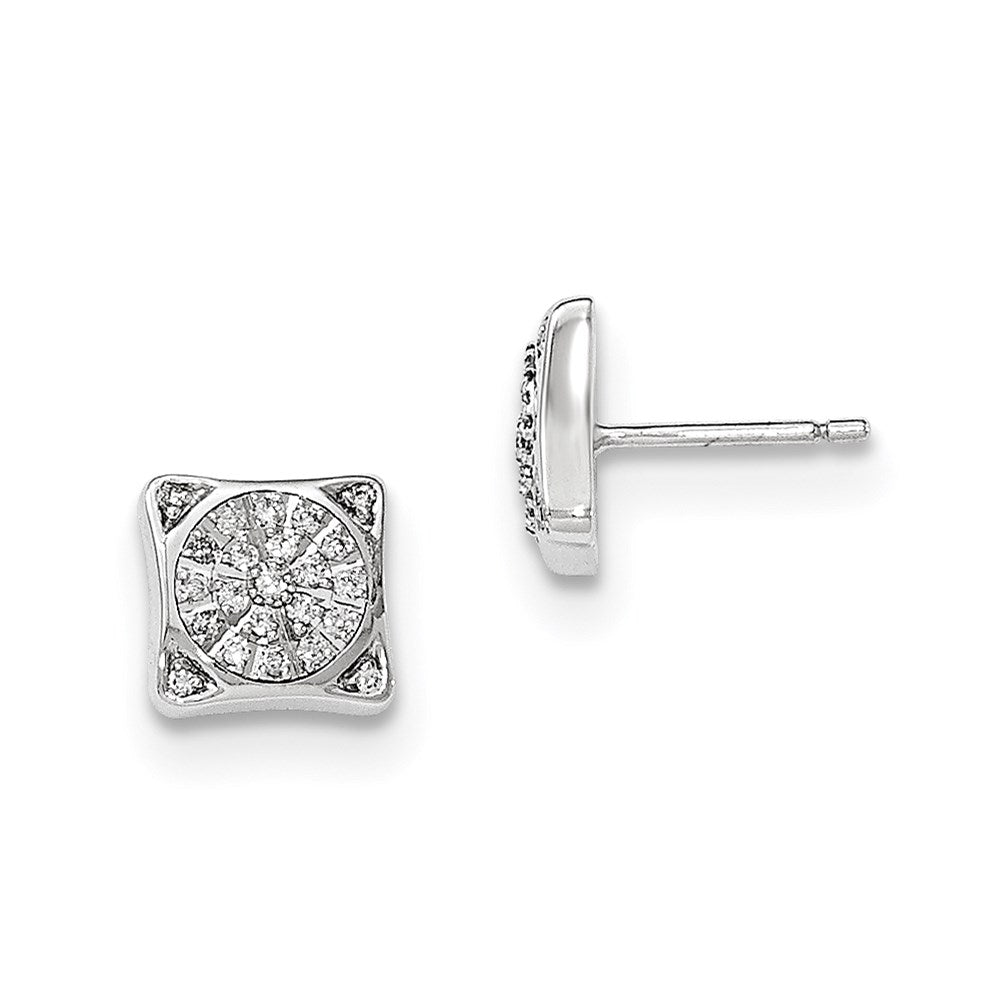 14k White Gold Real Diamond Rectangle Post Earrings XE2867AA