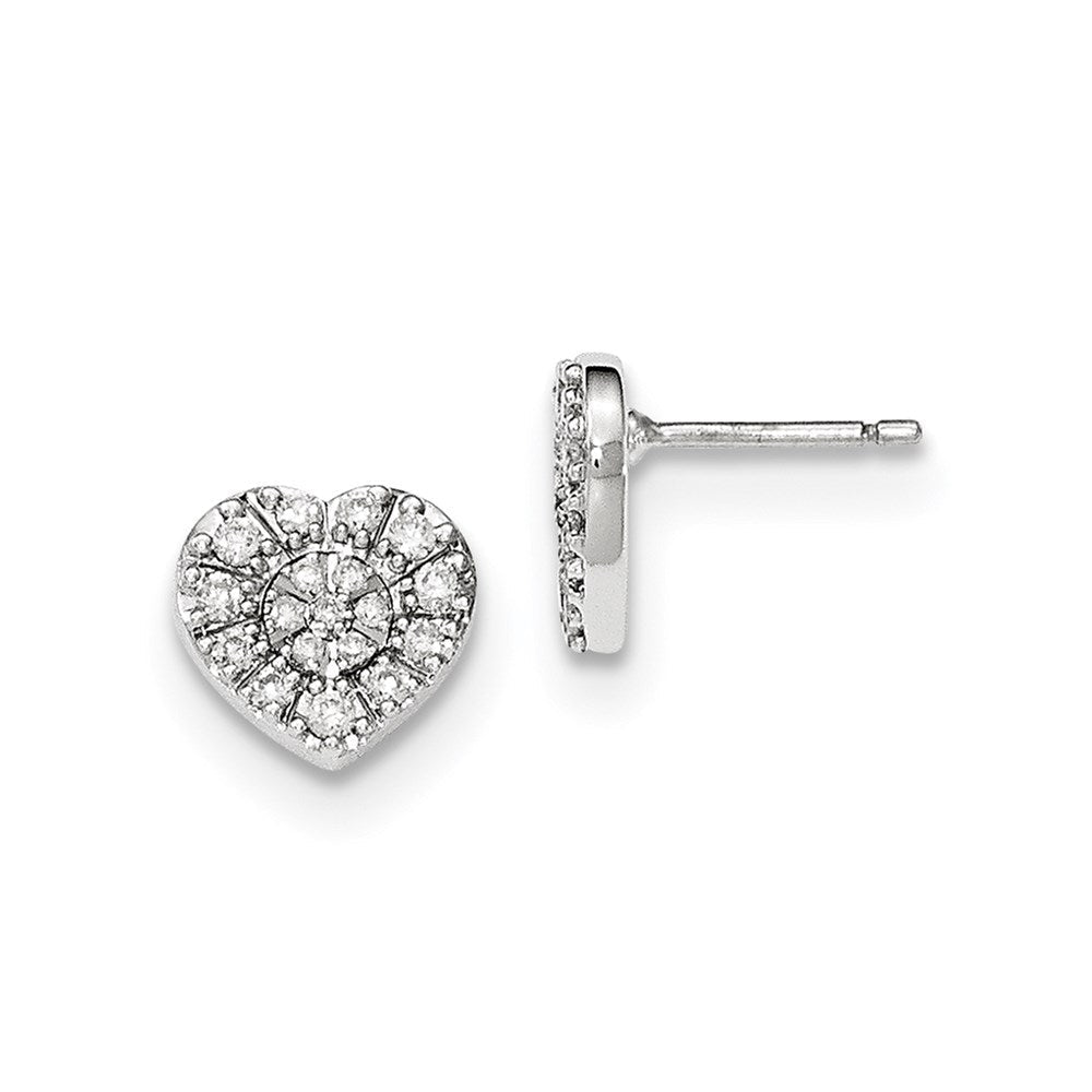 14k White Gold Real Diamond Heart Post Earrings XE2869AA