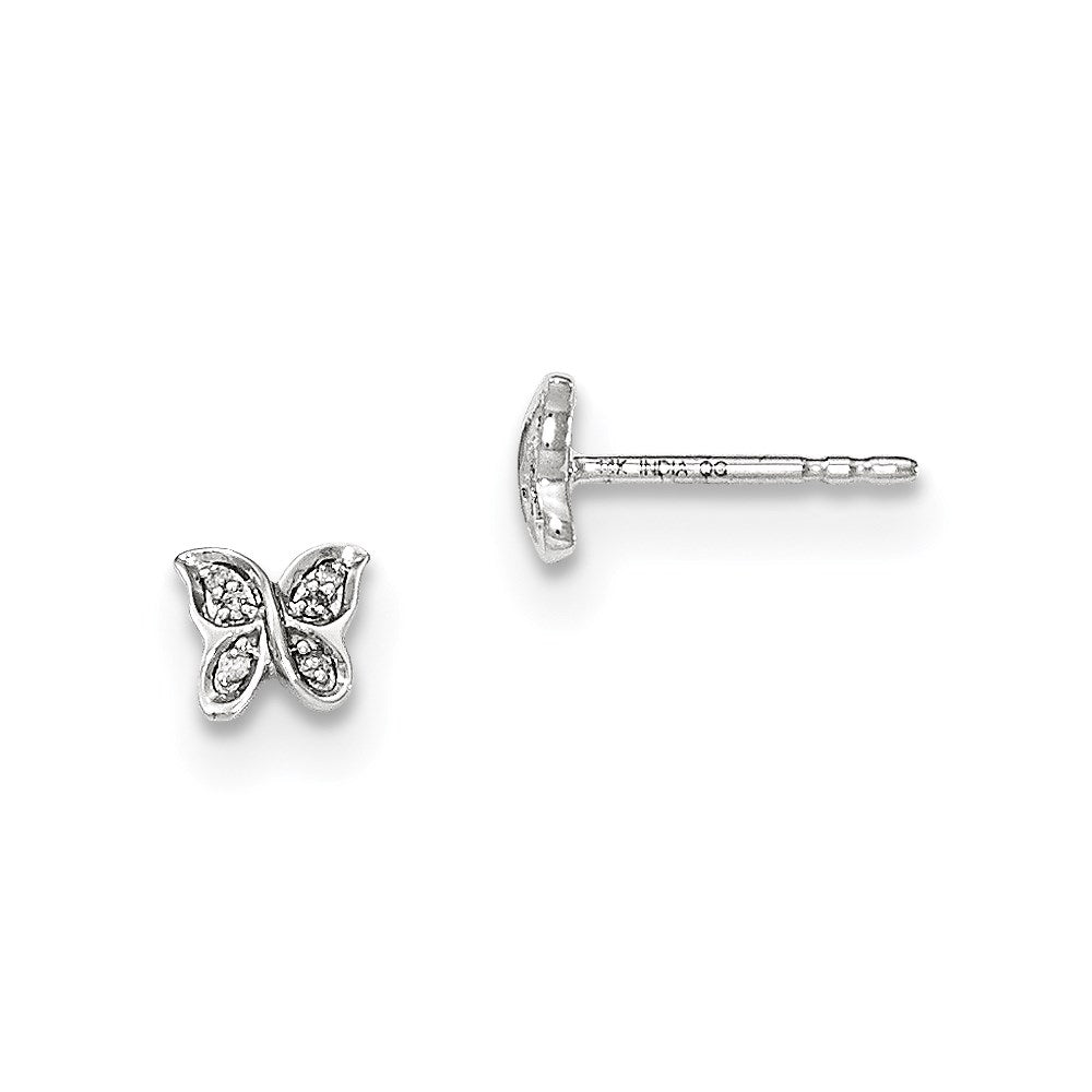 14K White Gold Real Diamond Butterfly Post Earrings XE2882AA