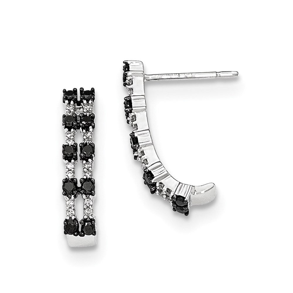 14K White Gold Black & White Real Diamond Post Earrings XE2884AA