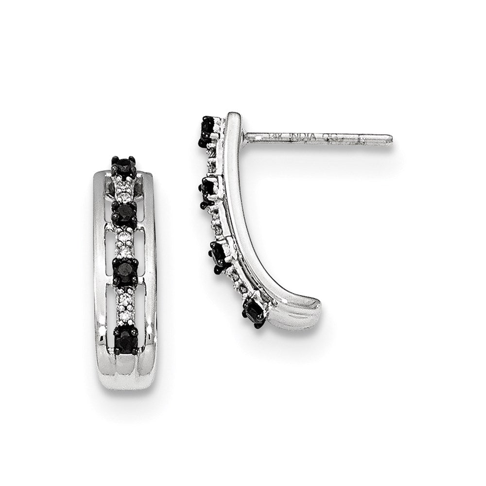 14K White Gold Black & White Real Diamond Post Earrings XE2885AA