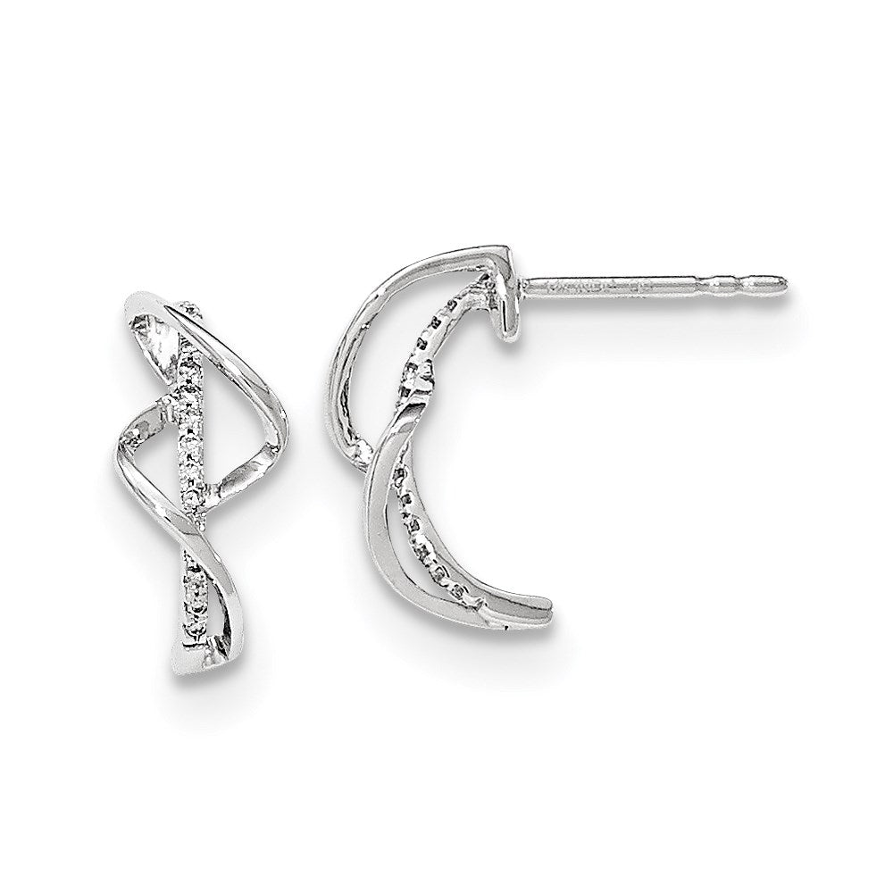 14K White Gold Polished Real Diamond Twist Post Earrings XE2890AA