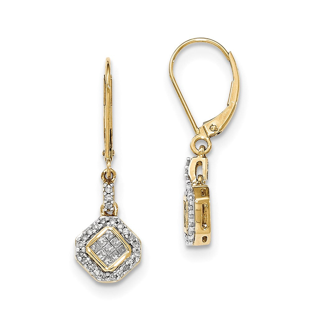 14K Yellow Gold Polished Real Diamond Dangle Hinged Hoop Earrings XE2897AA