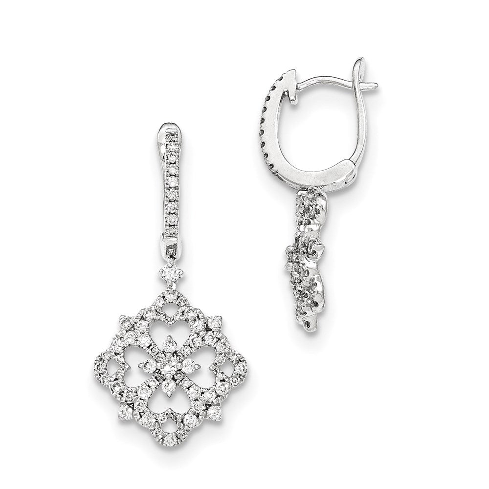 14k White Gold Real Diamond Leverback Dangle Earrings XE2898AA