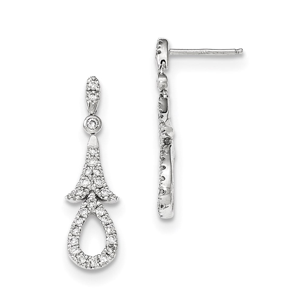 14k White Gold Real Diamond Post Dangle Earrings XE2900AA