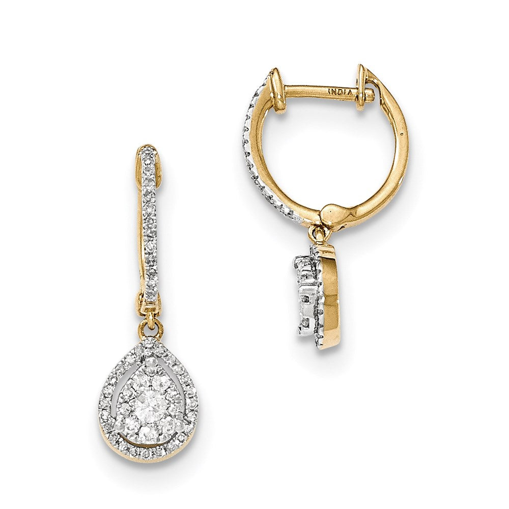 14k Yellow Gold Real Diamond Hinged Dangle Earrings XE2905AA