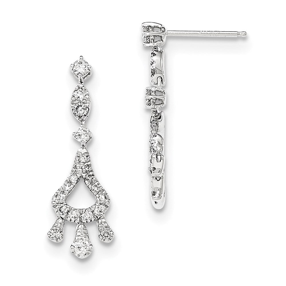 14k White Gold Real Diamond Post Dangle Earrings XE2909AA