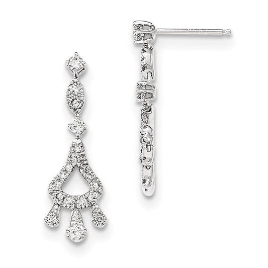 14k White Gold Real Diamond Post Dangle Earrings XE2909AA