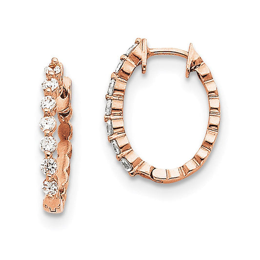 14k Rose Gold A Real Diamond Hinged Hoop Earrings XE2913A