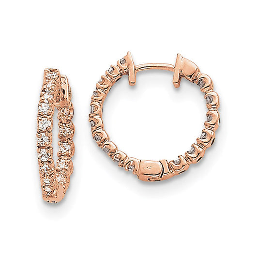 14k Rose Gold A Real Diamond Hinged Hoop Earrings XE2914A
