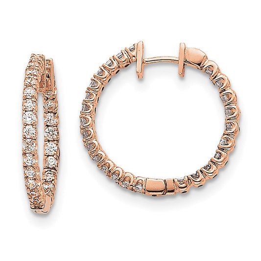 14k Rose Gold AA Real Diamond Hinged Hoop Earrings XE2915AA