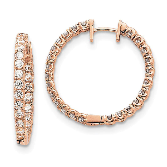 14k Rose Gold VS Real Diamond Hinged Hoop Earrings XE2916VS