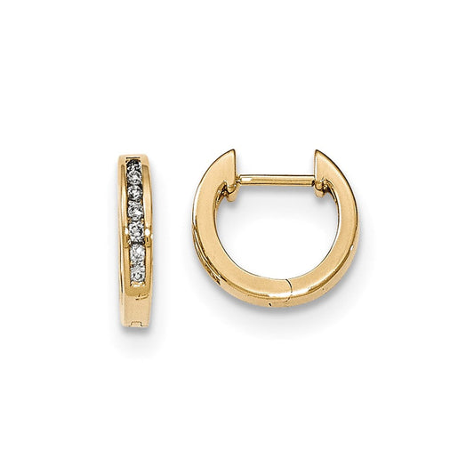 14k Yellow Gold Polished Real Diamond Hinged Hoop Earrings XE2920AA