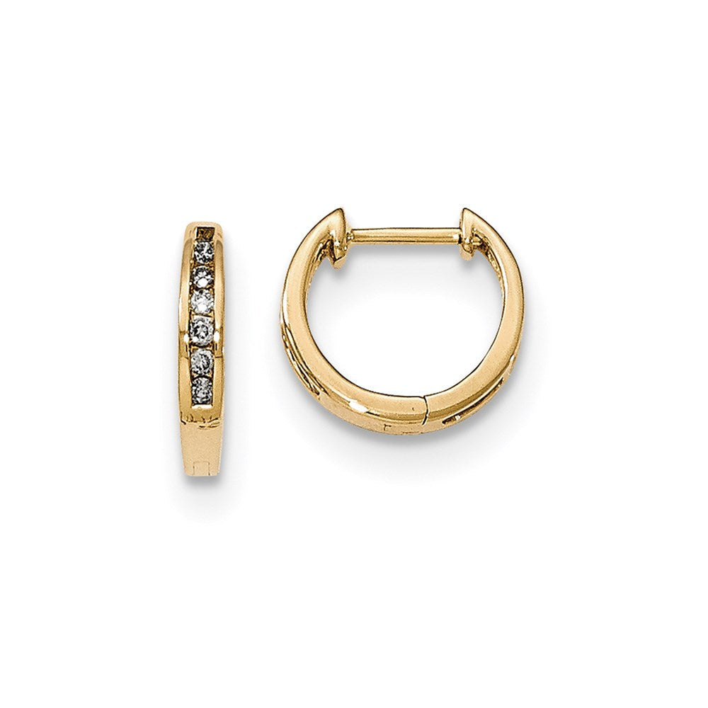 14k Yellow Gold Polished Real Diamond Hinged Hoop Earrings XE2923AA