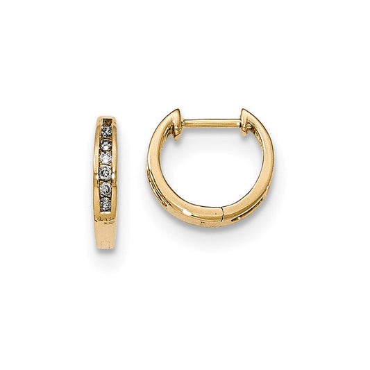 14k Yellow Gold Polished Real Diamond Hinged Hoop Earrings XE2923AA