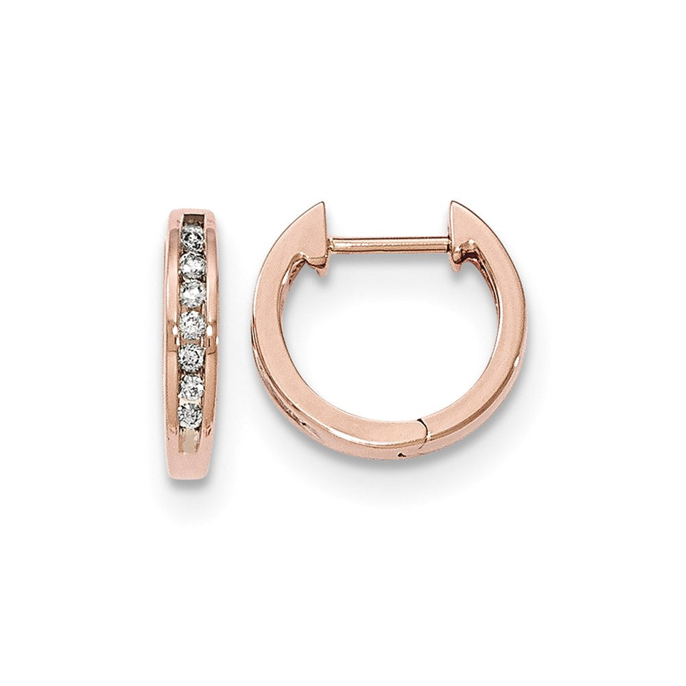 14k Rose Gold Real Diamond Hinged Hoop Earrings XE2926AA