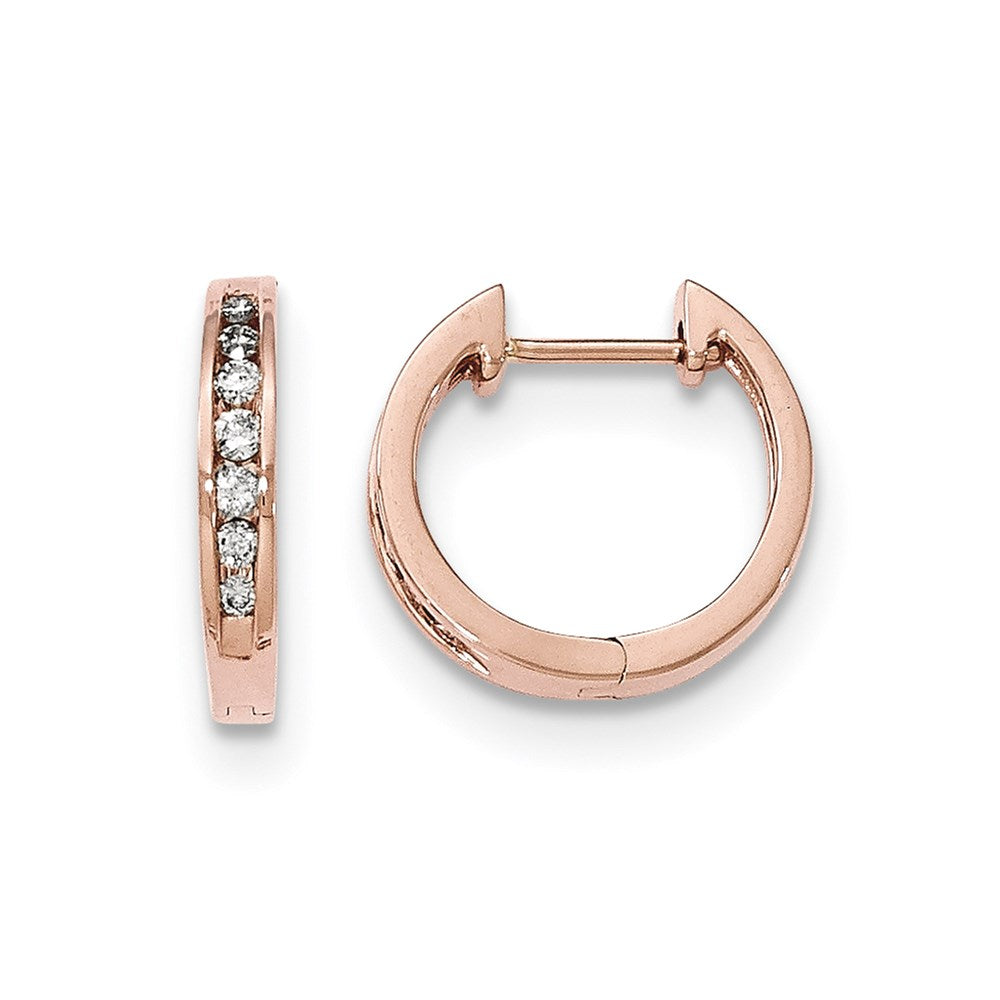 14k Rose Gold Real Diamond Hinged Hoop Earrings XE2927AA