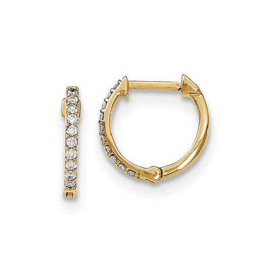 14k Yellow Gold Real Diamond Hinged Hoop Earrings XE2928AA