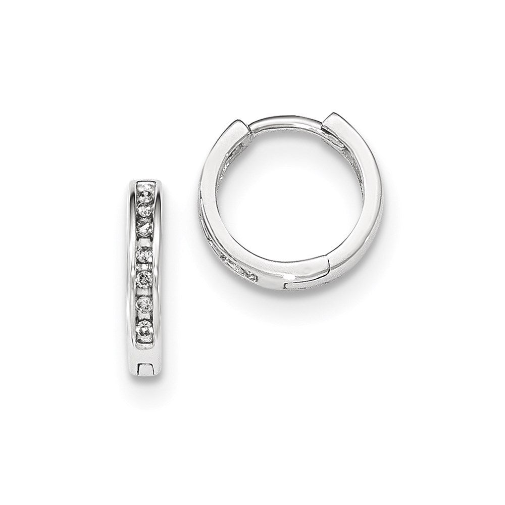 14K White Gold Real Diamond Hinged Hoop Earrings XE2937AA