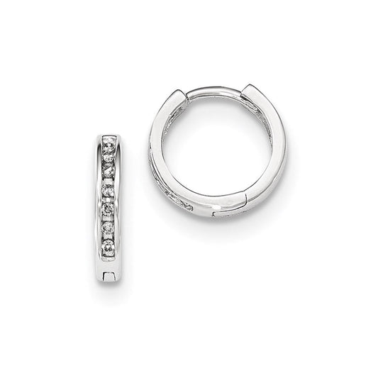 14K White Gold Real Diamond Hinged Hoop Earrings XE2937AA