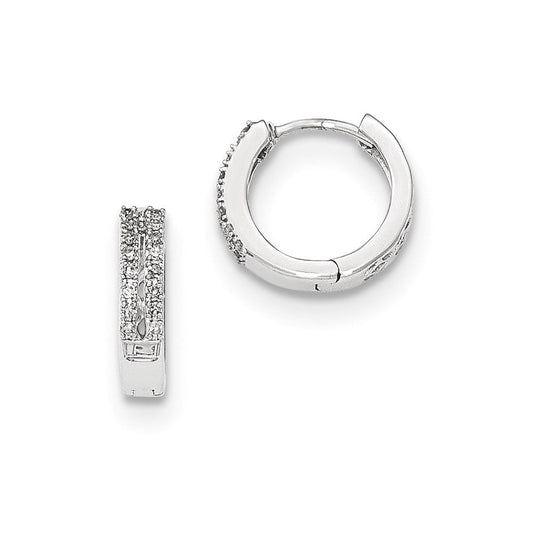 14k White Gold Real Diamond Hinged Round Hoop Earrings XE2938AA