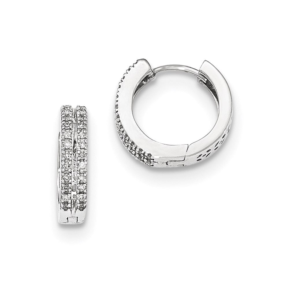 14k White Gold Real Diamond Hinged Round Hoop Earrings XE2939AA