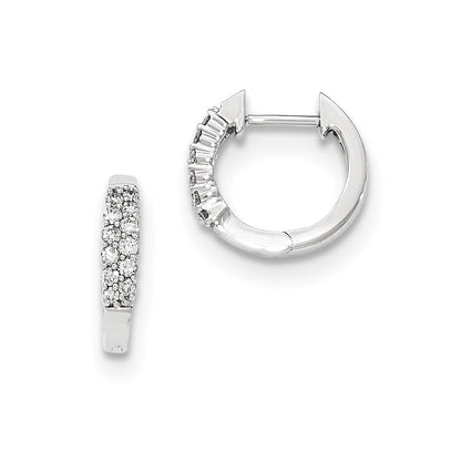 14K White Gold Polished Real Diamond Hinged Hoop Earrings XE2944AA