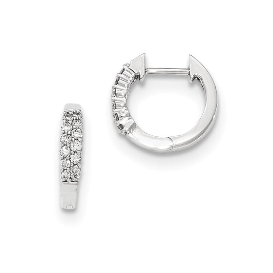 14K White Gold Polished Real Diamond Hinged Hoop Earrings XE2944AA