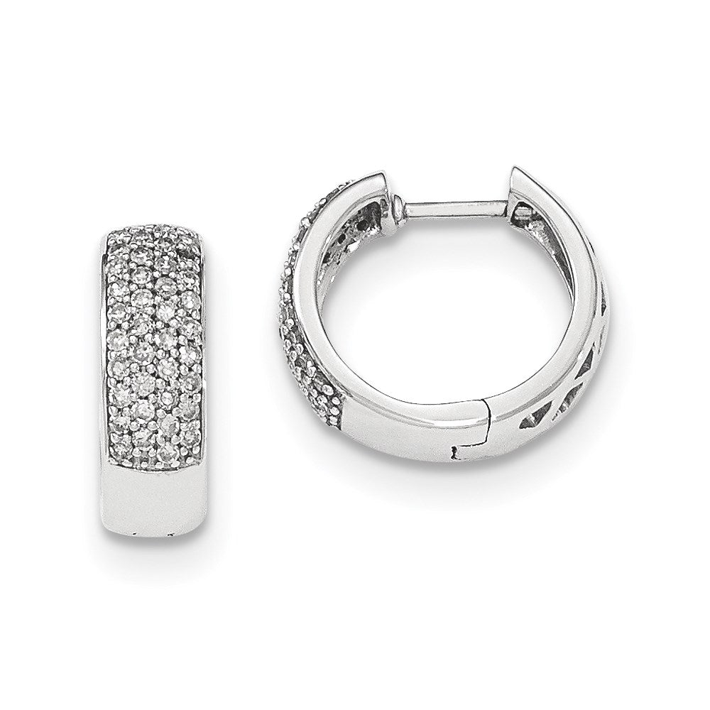 14K White Gold Real Diamond 5mm Hinged Hoop Earrings XE2956AA