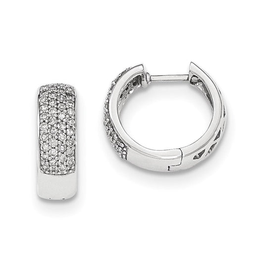 14K White Gold Real Diamond 5mm Hinged Hoop Earrings XE2956AA