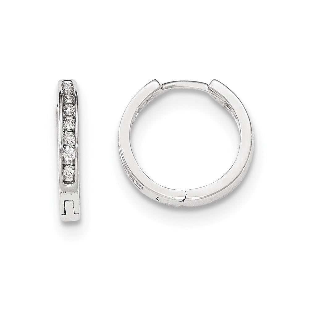 14K White Gold Real Diamond Hinged Hoop Earrings XE2959AA