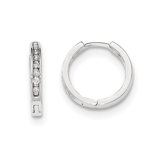 14K White Gold Real Diamond Hinged Hoop Earrings XE2959AA