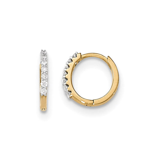 14k Yellow Gold Real Diamond Hinged Hoop Earrings XE2960AA