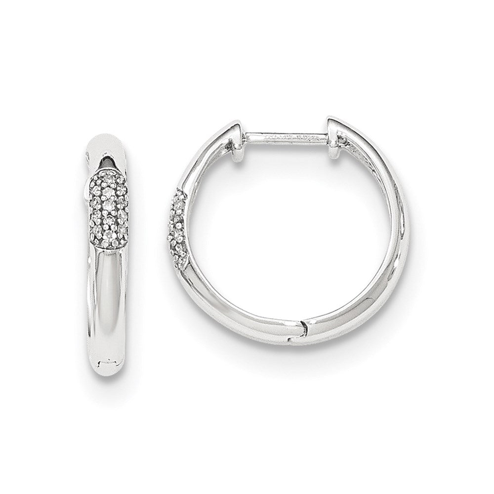 14k White Gold Real Diamond Hinged Round Hoop Earrings XE2962AA