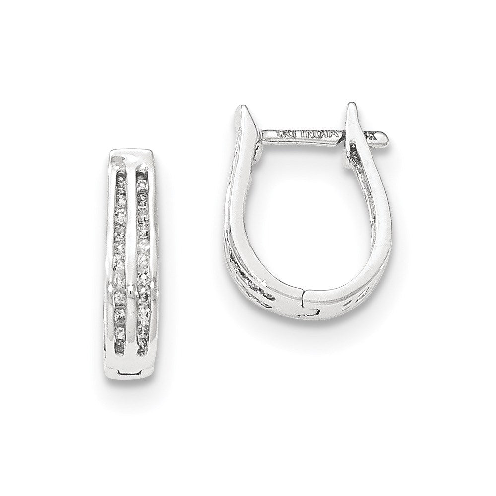 14K White Gold Real Diamond Hinged Hoop Earrings XE2963AA