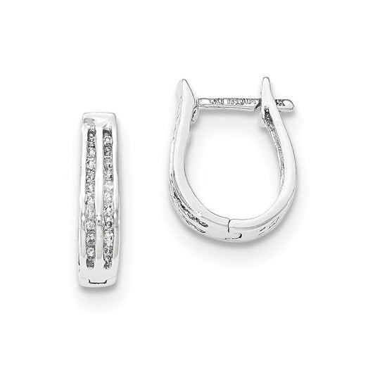 14K White Gold Real Diamond Hinged Hoop Earrings XE2963AA