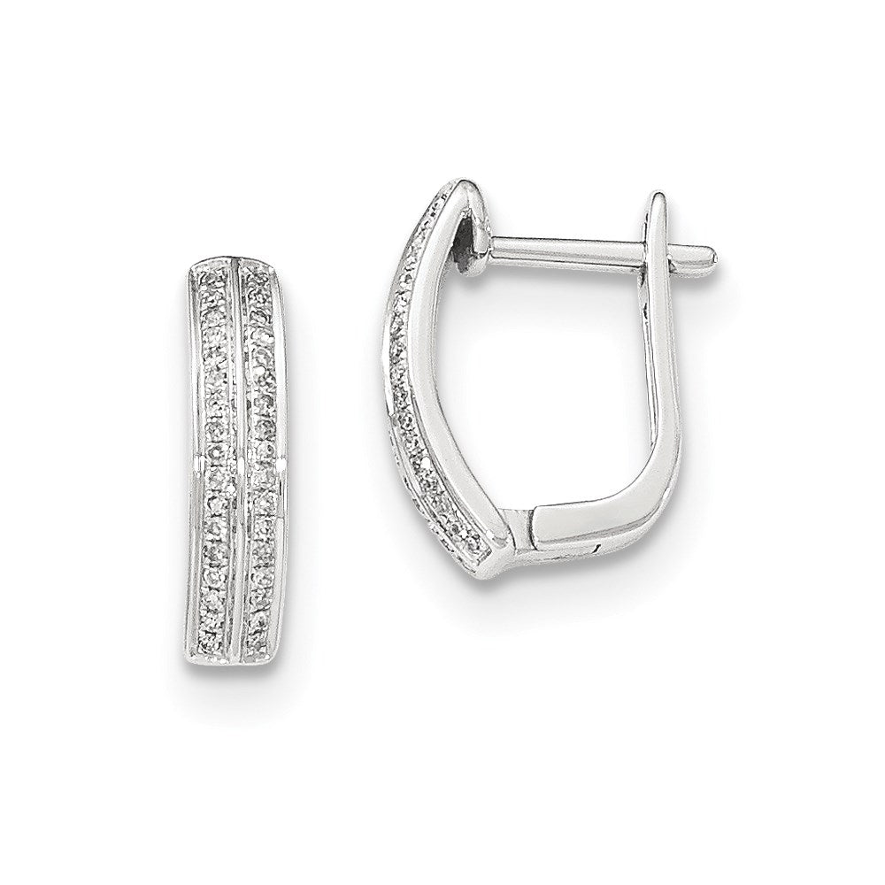14K White Gold Real Diamond Hinged Hoop Earrings XE2964AA